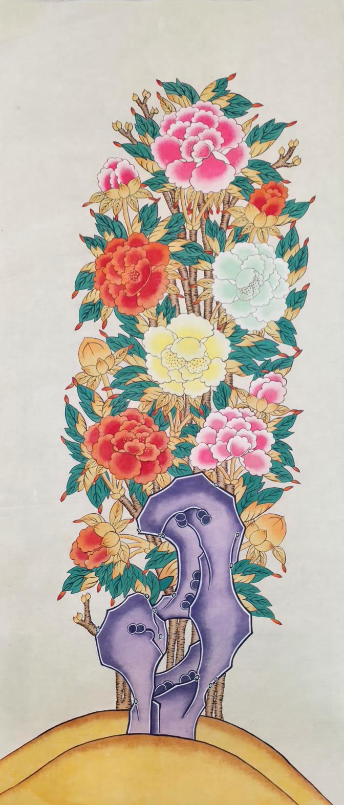 Gwaeseokmorando · Peonies and Rocks I — work by Jieun Ro